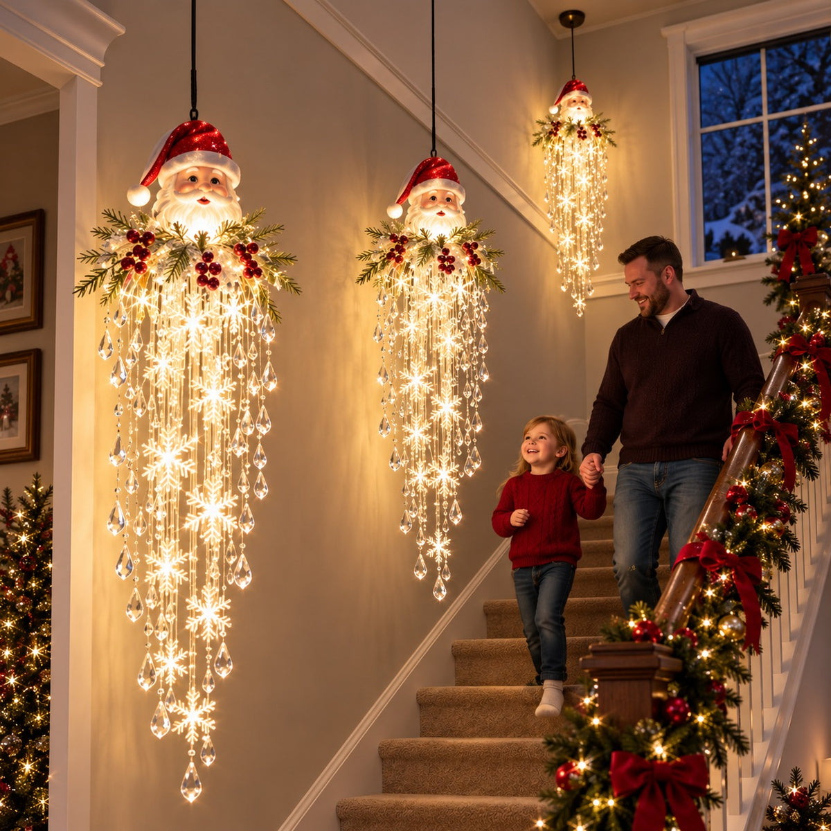 đLast Day 50% OFFâ¨Crystal Falls Christmas LightsâHanging Snowflakes and Crystal LED Porch Decorations âď¸