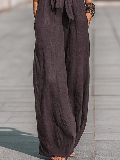 Halter-Neck Tie-Waist Wide-Leg Jumpsuit