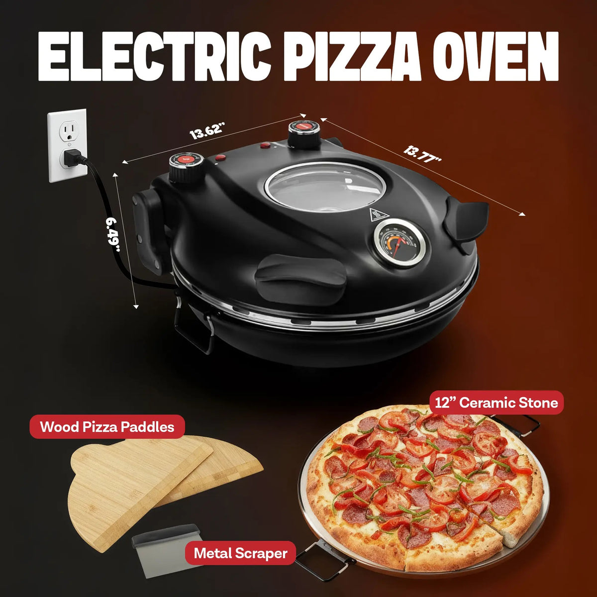 ⏰️Last Day Flash Sale🔥800° Countertop Brick Pizza Oven