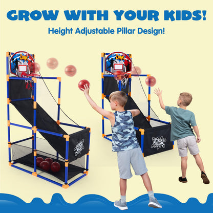2026 Toys for Kids Arcade Basketball Game Set with 4 Inflatable Balls & Hoop