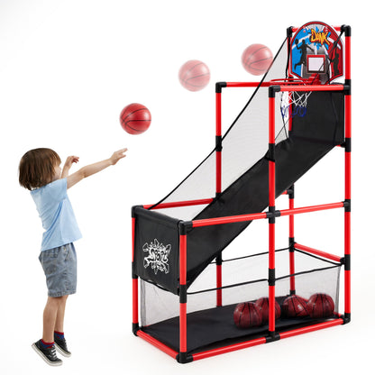 2026 Toys for Kids Arcade Basketball Game Set with 4 Inflatable Balls & Hoop