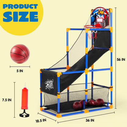 2026 Toys for Kids Arcade Basketball Game Set with 4 Inflatable Balls & Hoop