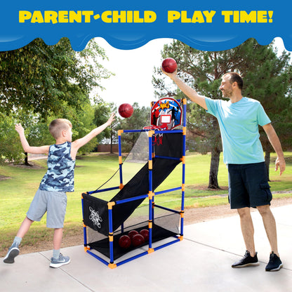 2026 Toys for Kids Arcade Basketball Game Set with 4 Inflatable Balls & Hoop