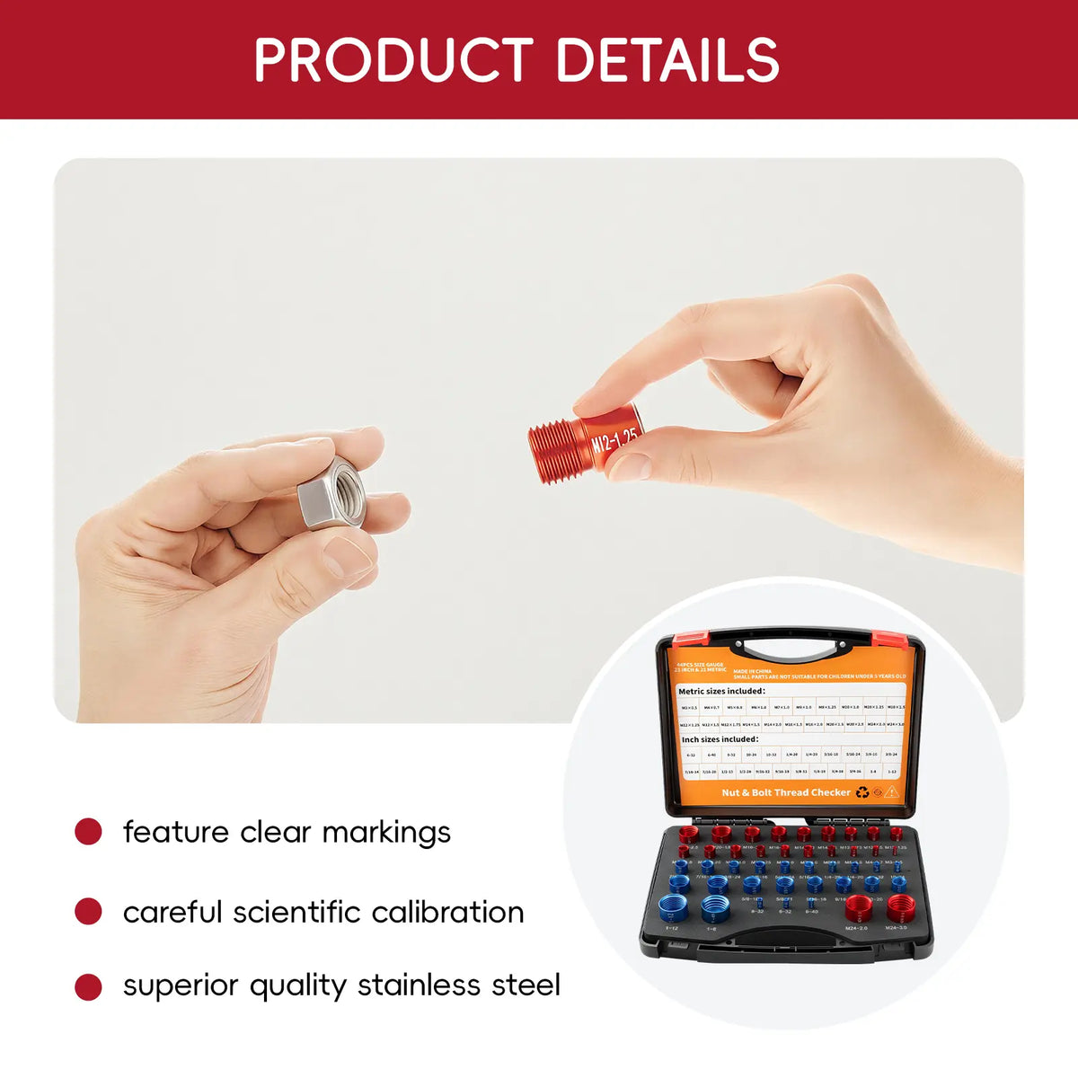 🔥26/44PCS Nut and Bolt Thread Checker🔩