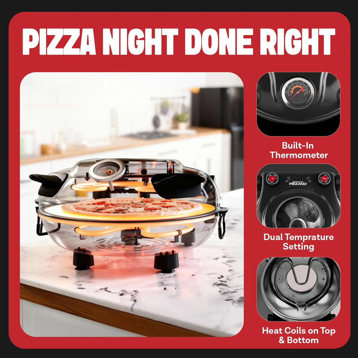 ⏰️Last Day Flash Sale🔥800° Countertop Brick Pizza Oven