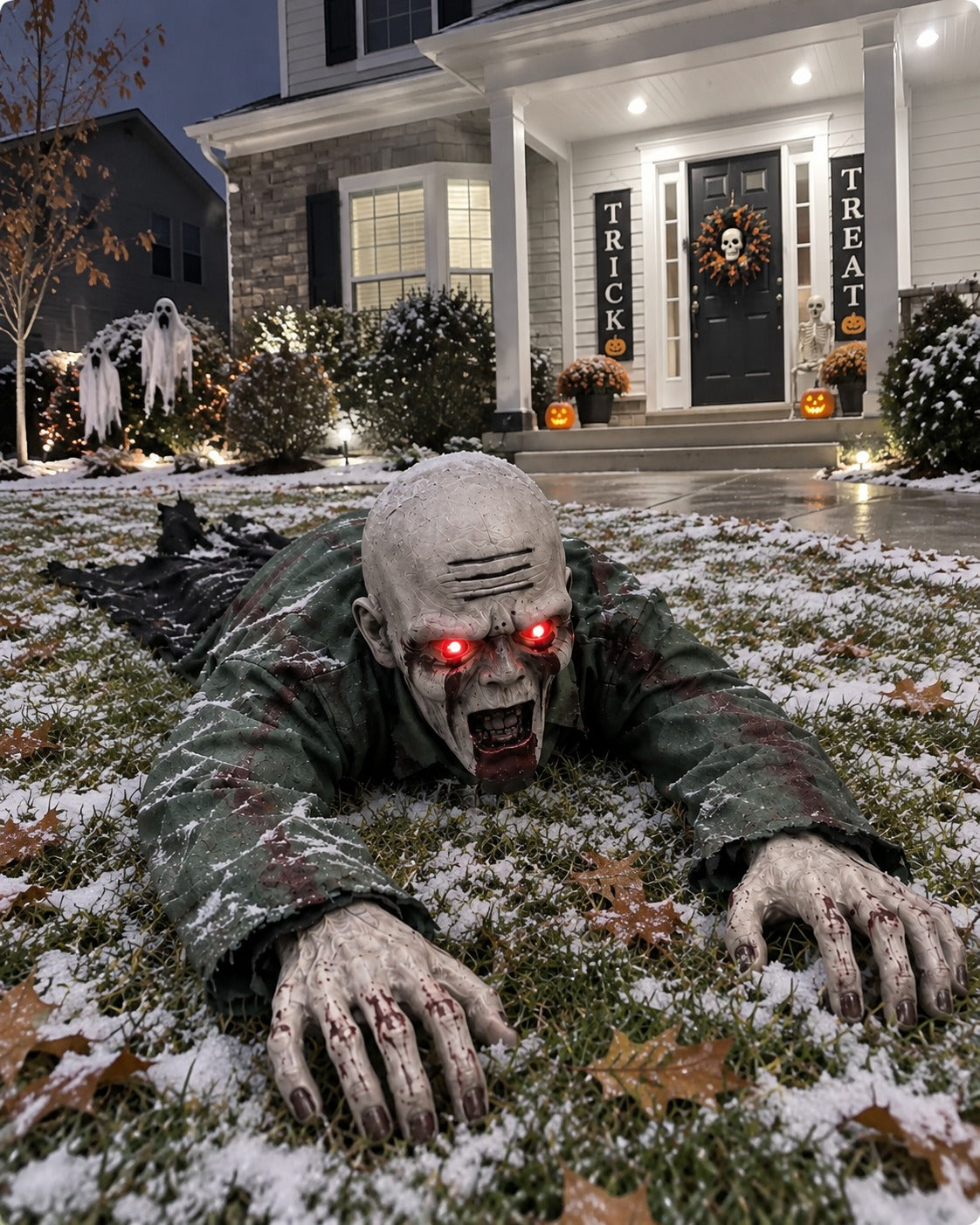 🎃Last Day Flash Sale🔥Halloween Scary Yard Decorations, Electric Crawling Ghost Horror Voice Skeleton