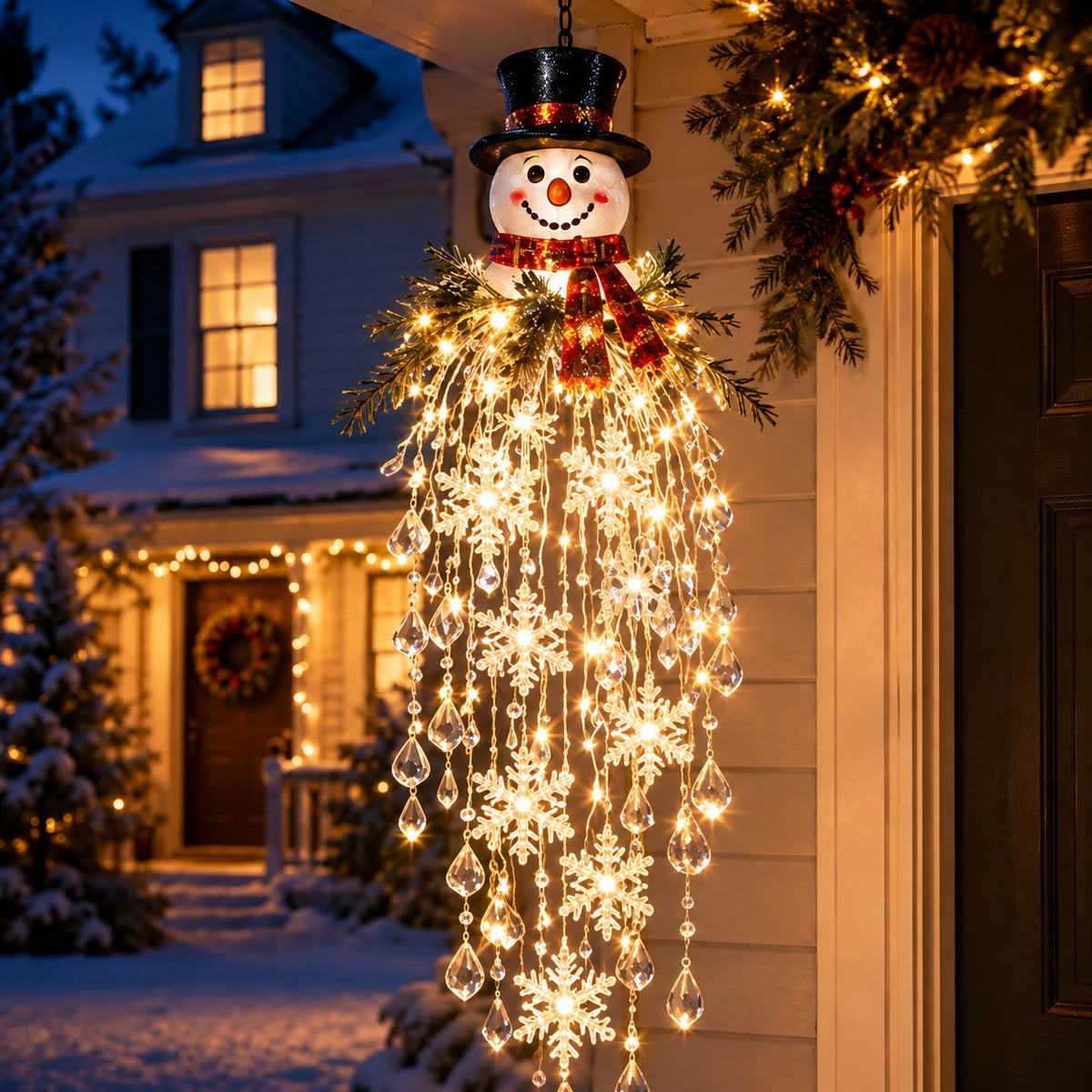 🎁Last Day 50% OFF✨Crystal Falls Christmas Lights—Hanging Snowflakes and Crystal LED Porch Decorations ❄️